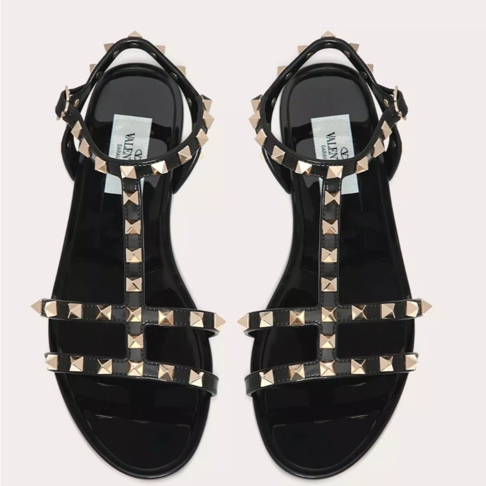 Valentino Rockstud Flat Rubber Sandal